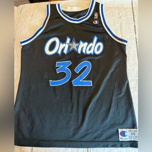 Vintage 90s Champion Orlando Magic Shaq O’Neil Jersey Men Sz 44 Tank Black Blue